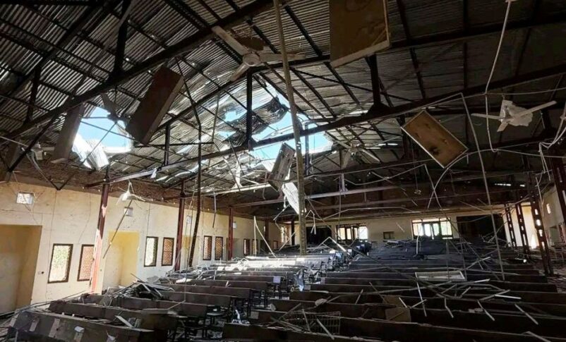 A hall at Kordofan University, El Obeid, destroyed by RSF strike attack on Feb 28, 2026.