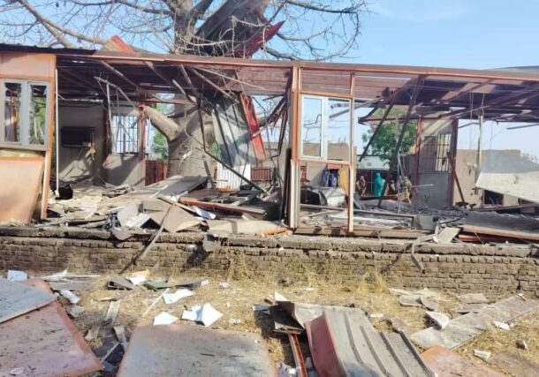 Premises of Kalsotium Organization in Qeisan, Blue Nile region destroyed following an RSF drone attack on Feb 14, 2026