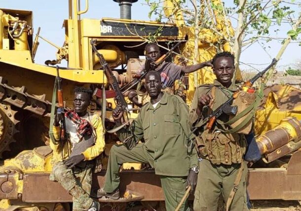 SPLA-N fighters after the capture of Deim Mansourn the Blue Nile region, on Feb 3, 2026