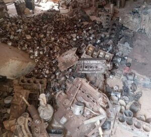Spare parts salvaged from stolen cars in Khartoum