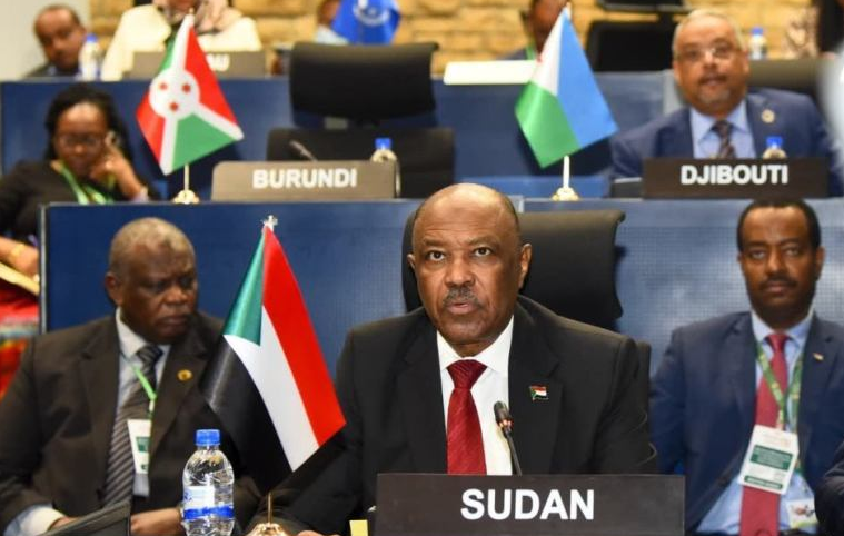 Sudanese Foreign Minister Mohieddin Salem addresses an informal session of the African Union Peace and Security Council in Addis Ababa, Ethiopia, February 12, 2026.