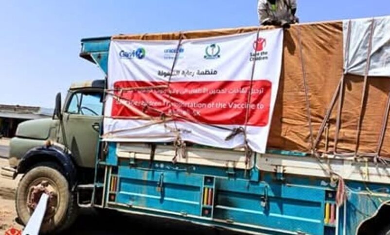 A truck carrying 18 metric tons of essential vaccines arrives in Kadugli, South Kordofan, over the weekend of March 2, 2026.