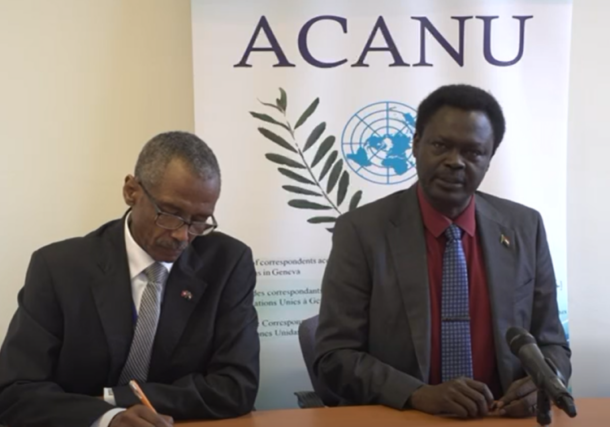 Darfur governor Minni Minawi speaks in a press conference in Geneve on March 30, 2026