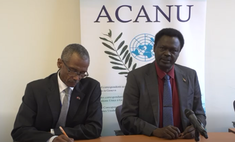 Darfur governor Minni Minawi speaks in a press conference in Geneve on March 30, 2026