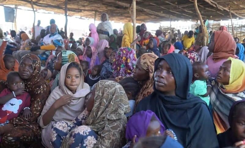 Mothers bring their children for immunization during measles and rubella campaign in Tawila, North Darfur, On Jan. 7, 2026, UNICEF photo