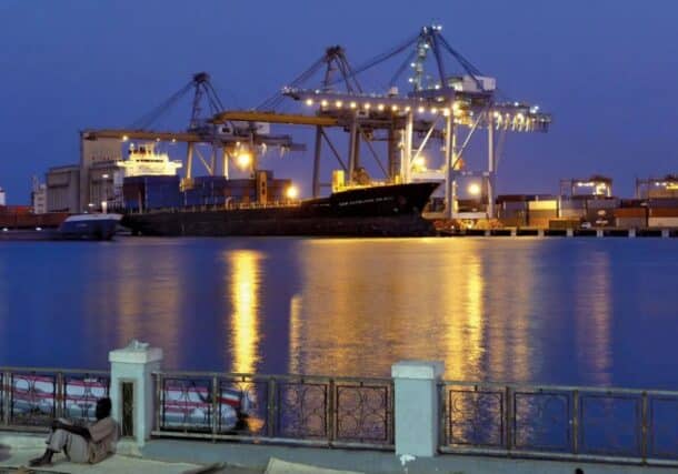 An oil tanker docked at the Port Sudan terminal, Britannica photo