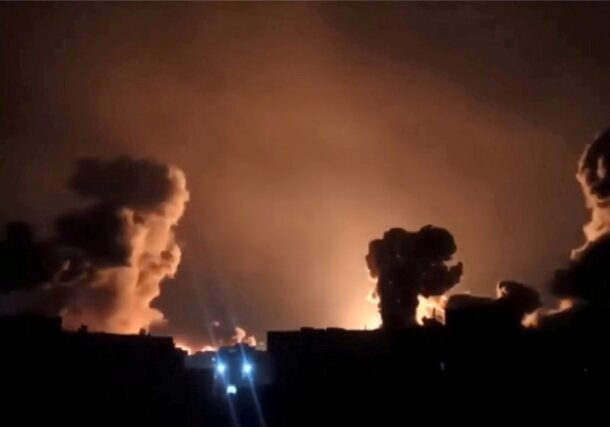 An RSF drone strike hits an ammunition depot in Kosti, White Nile State, on March 9, 2026.