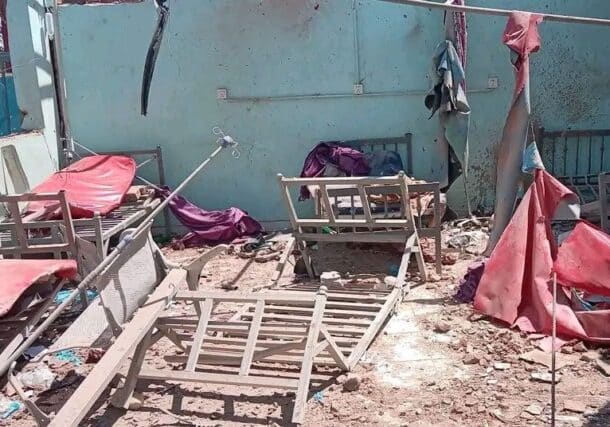 The RSF drone strike on the British Hospital in El Obeid on March 2, 2026 left twelve people injured and heavily damaged the facility.