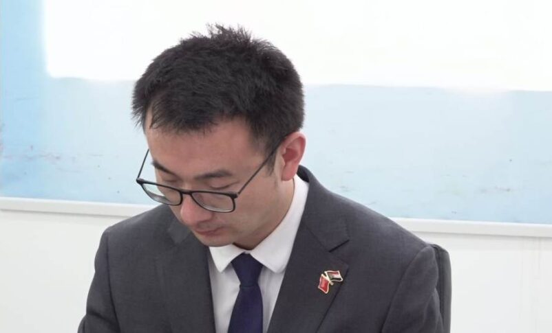 Xu Jian, China’s acting chargé d'affaires in Sudan speaks in Port Sudan on March 15, 2026