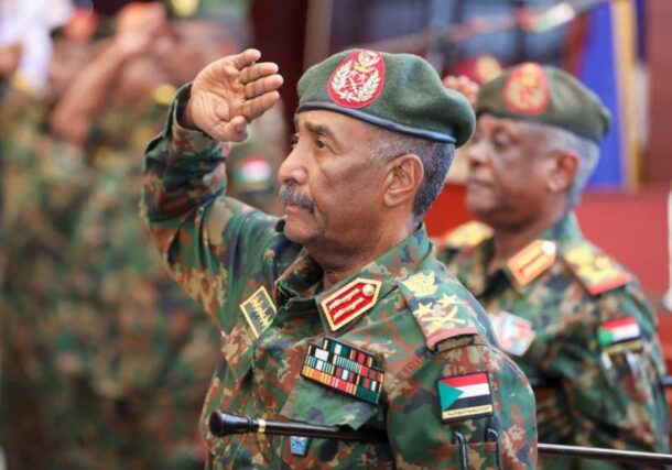 Al-Burhan attends a ceremony honouring former army chiefs of staff.