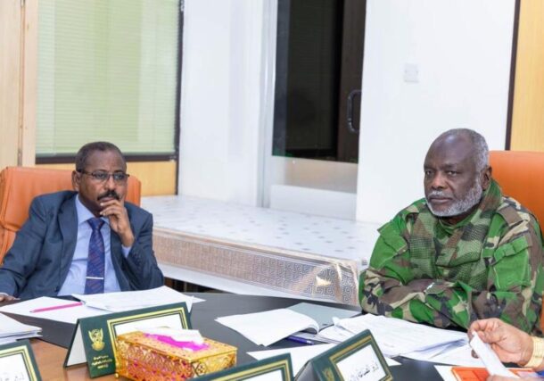 Finance minister Gibril Ibrahim chairing a metting at his ministry's remises in Khartoum on April 22, 2026