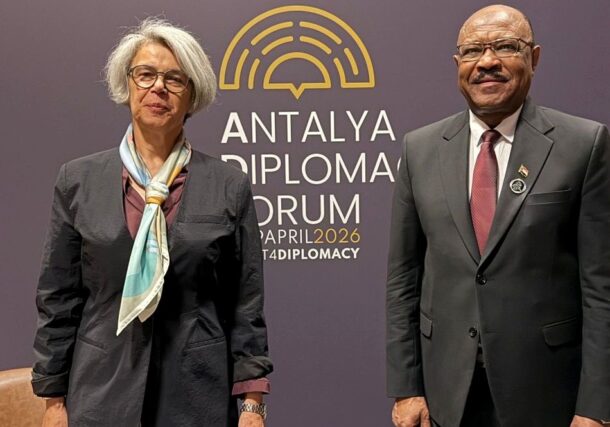 Foreign Minister Mohieddin Salem meets EU envoy for Horn of Africa Annette Weber, on April 17, 2026