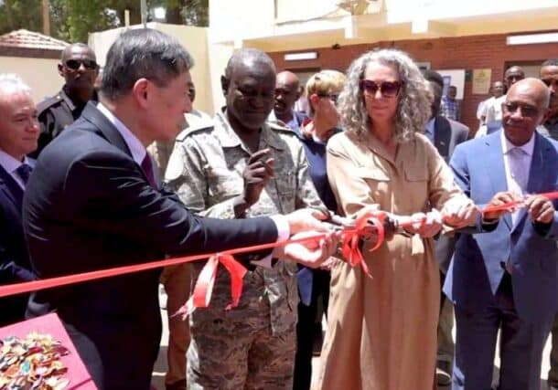 Khartoum Governor and United Nations officials participate in a ribbon-cutting ceremony to mark the official reopening of the UN office in Khartoum, April 2, 2026.