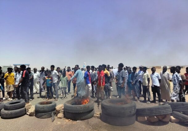 Protesters in Abri, Northern state, block Sudan-Egypt highway over power cuts on April 8, 2026