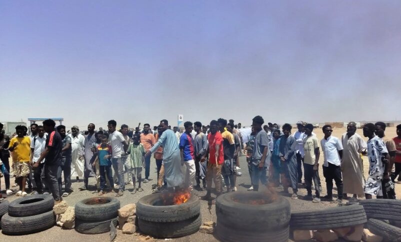 Protesters in Abri, Northern state, block Sudan-Egypt highway over power cuts on April 8, 2026