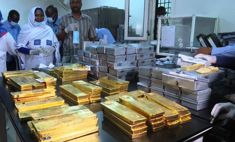 officials inspects gold production at Sudan Gold Refinery in Khartoum