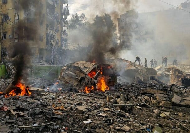 srael levelled a building in Hadath, south of Beirut, in the first attack on the area since the fragile November ceasefire took hold, on March 28, 2026, AFP via Getty Images