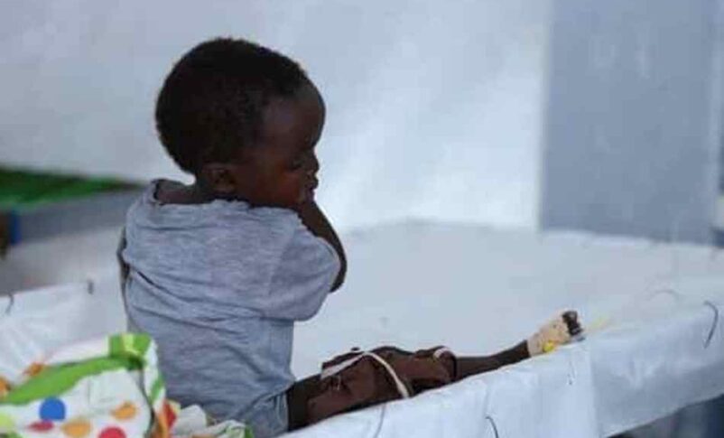 A child receives treatment for cholera at an isolation centre in Tawila, North Darfur, on May 7, 2026. UNICEF photo
