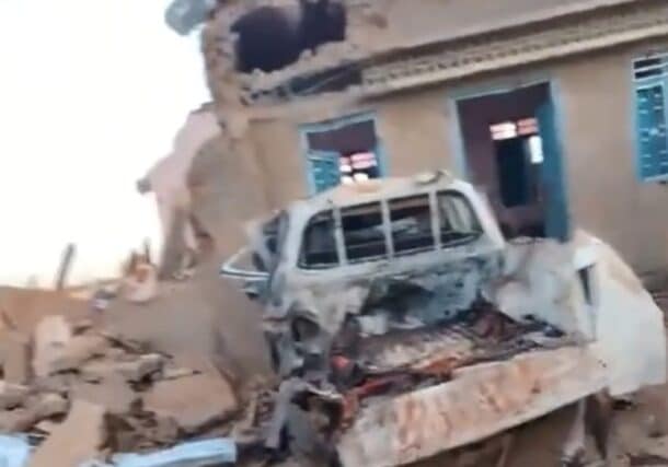 A house after a drone attack on May 3, 2026