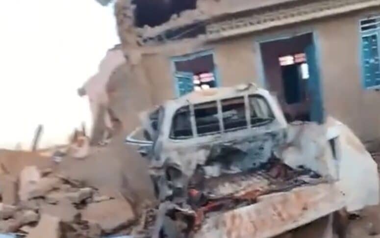 A house after a drone attack on May 3, 2026