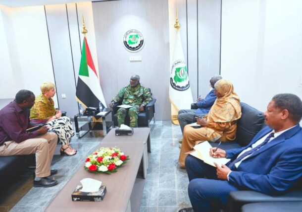 Finance Minister Gibril Ibrahim meets UNDP representative Sudayo Zoukofa in Khartoum on May 17, 2026