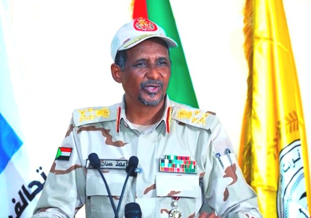 RSF leader Mohamed Hamdan Daglo speaks to his military officers on May 6, 2026