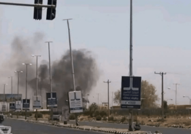 Smoke near Khartoum airport after a drone attack on May 1, 2026