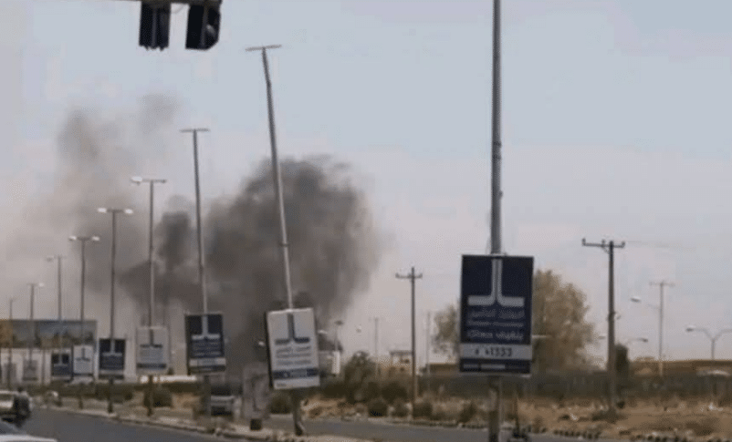 Smoke near Khartoum airport after a drone attack on May 1, 2026