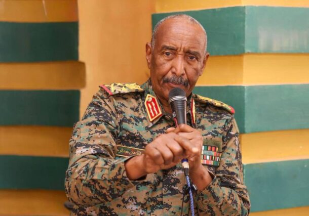 Al Burhan addressing worshippers at the Sheikh Abu Qaroon religious center east of Khartoum on June 26, 2026