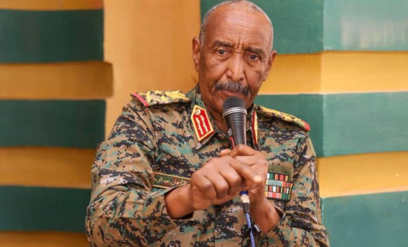 Al Burhan addressing worshippers at the Sheikh Abu Qaroon religious center east of Khartoum on June 26, 2026