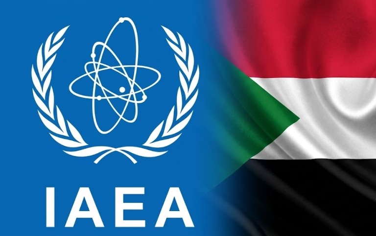 IAEA logo and Sudanese flag