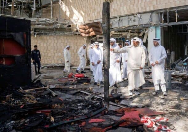 Kuwait officials ispectdamages insie a termina at Kuait international Airpot on June 3, 2026, Reuters photo