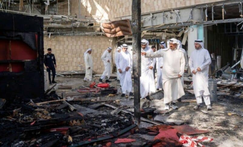 Kuwait officials ispectdamages insie a termina at Kuait international Airpot on June 3, 2026, Reuters photo