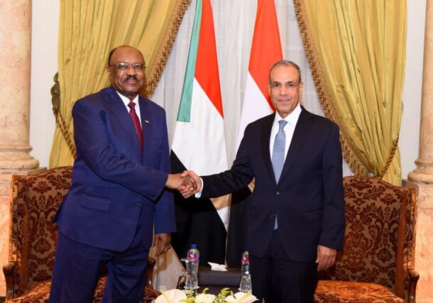 Sudanese foreign minister Salem Mohieddin (L) shakes hands wit his Egyptian counterpart Badr Abdelatty in a meeting in Cairo, Egypt on June 20, 2026