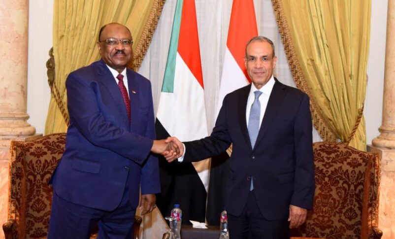 Sudanese foreign minister Salem Mohieddin (L) shakes hands wit his Egyptian counterpart Badr Abdelatty in a meeting in Cairo, Egypt on June 20, 2026