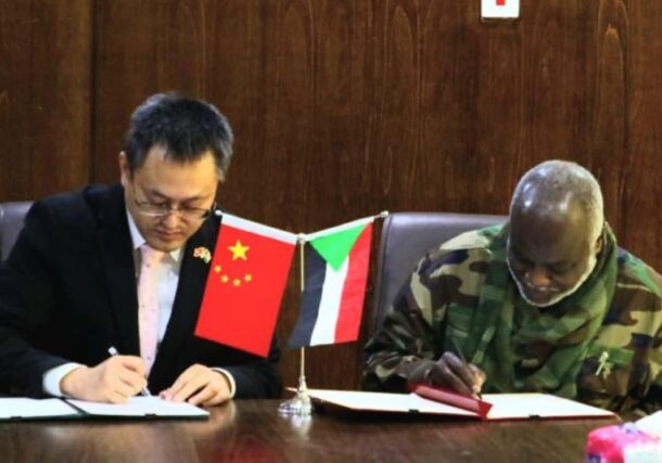 Sudan’s Finance Minister Gibril Ibrahim and Chinese Chargé d'Affaires Xu Jian attend a ceremony to sign a protocol on partial debt relief in Khartoum on June 28, 2026