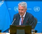 United Nations personal envoy for Sudan Pekka Haavisto speaks to reporters in New York on June 25, 2026