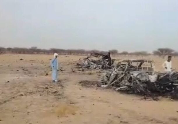 Vehicles destroyed during a drone strike in Sudri, North Kordofan, June 7, 2026.