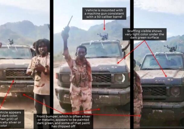 Yale Lab assesses that originally-white colored vehicles are being painted green and modified in Ethiopia