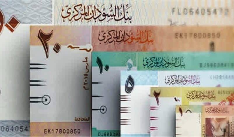 A collection of Sudanese pound banknotes, ranging from the 1-pound to the 50-pound denomination