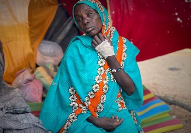A woman who fled El-Fasher after RSF paramilitaries killed hundreds in the western Darfur region, in Tawila, Sudan, on October 31, 2025. AP photo
