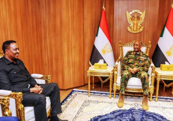 Al-Burhan receives IGAD Executive Secretary Workneh Gebeyehu in Khartoum on July 30, 2026