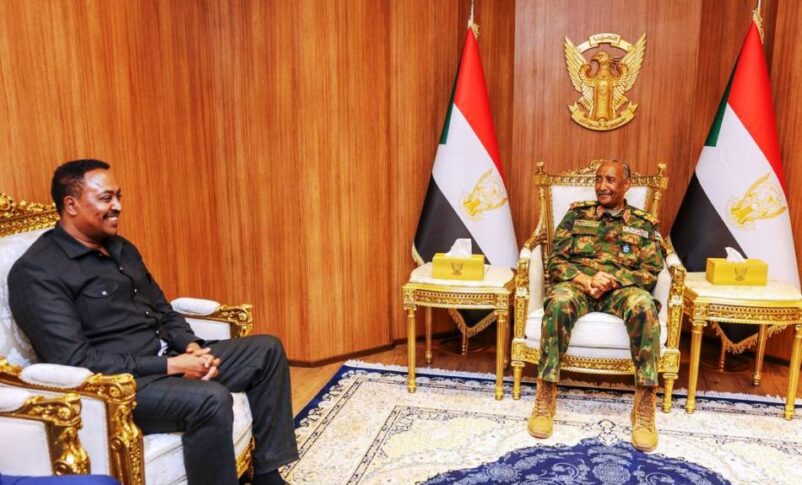 Al-Burhan receives IGAD Executive Secretary Workneh Gebeyehu in Khartoum on July 30, 2026