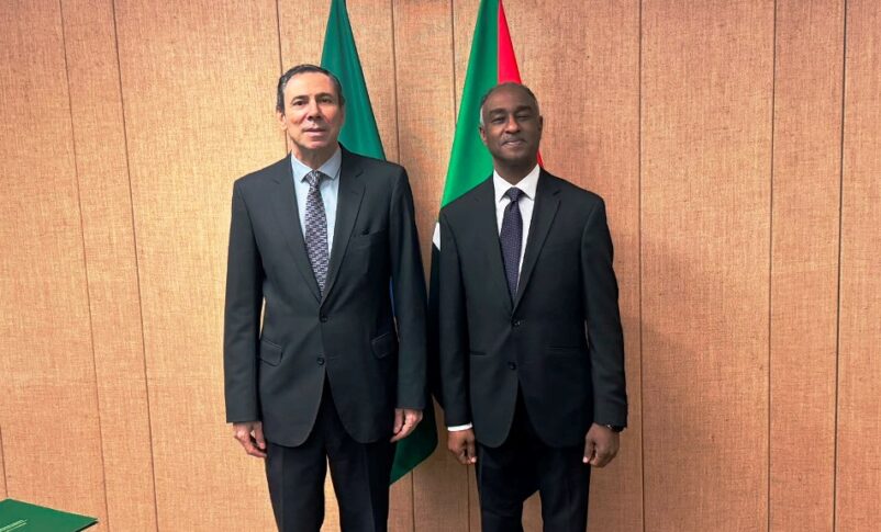 Ambassador Muawiya Osman Khalid, Undersecretary of the Ministry of Foreign Affairs, poses with Ambassador Carlos Duarte, Director-General of the Africa Department at the Brazilian Foreign Ministry.