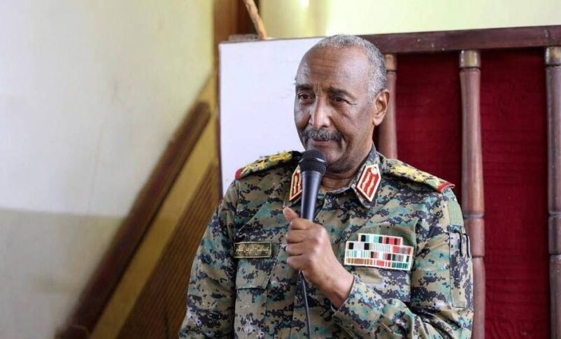 Burhan speaks at the Al-Hadrab Mosque in Shambat, Khartoum North, on Friday July 24, 2026