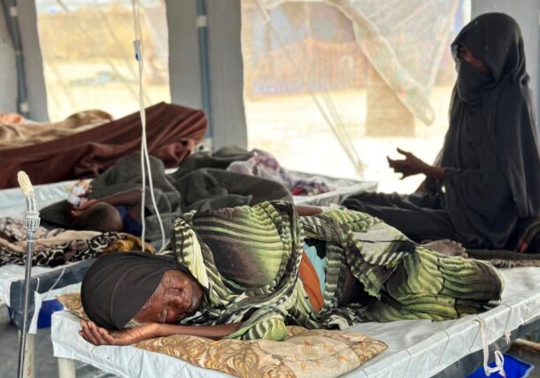 Cholera patients receive treatment in an isolation tent in Tawila camp in Sudan's war-torn western region of Darfur. AFP file photo