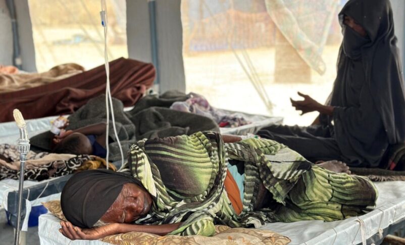 Cholera patients receive treatment in an isolation tent in Tawila camp in Sudan's war-torn western region of Darfur. AFP file photo