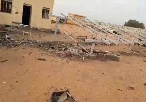 A video released on July 27, 2026, depicts damage at Jabrat al-Sheikh Hospital after RSF fighters ransacked and looted the facility, stealing solar panels and supplies after holding the North Kordofan area for three years.