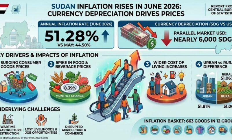 Sudan inflation rises in June 2026