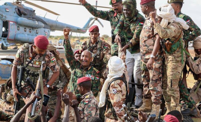 Sudanese army chief General Abdel Fattah al-Burhan visits newly secured areas in North Kordofan, accompanied by SLM leader Minni Minawi and SSF commander Abu Agla Keikel, July 27, 2026.
